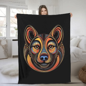 Discover German Shepherd Funny Dog Street Art Comic Pet Fleece Blankets
