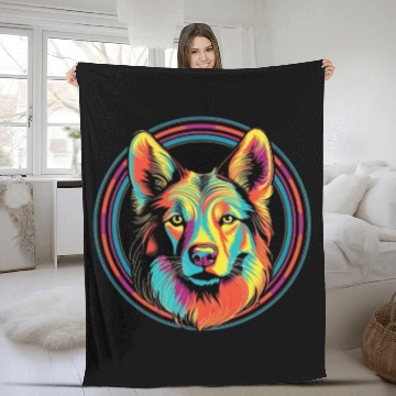 Discover German Shepherd Funny Dog Street Art Comic Pet Fleece Blankets