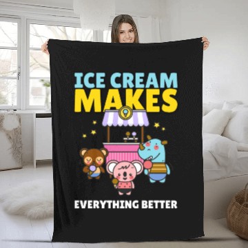 Discover Ice Cream Makes Everything Better Fleece Blankets
