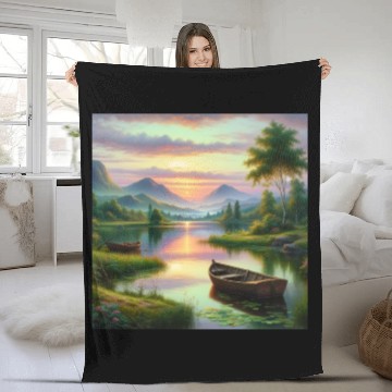 Discover Serenity in Blossom Elegant Floral Art Fleece Blankets