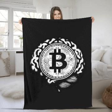 Discover Bitcoin symbol crypto coins brain mindset 4 Fleece Blankets