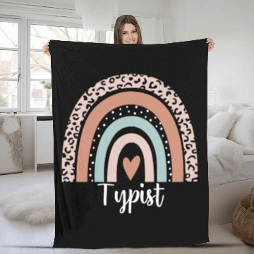 Discover Typist Rainbow Leopard Funny Typist Appreciation Fleece Blankets