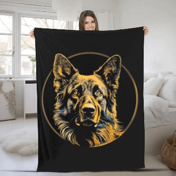Discover German Shepherd Funny Dog Street Art Comic Pet Fleece Blankets