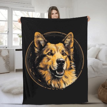 Discover German Shepherd Funny Dog Street Art Comic Pet Fleece Blankets