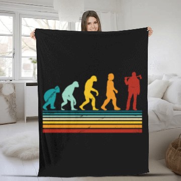 Discover Retro Lumberjack Evolution - From Monkey to Human Fleece Blankets