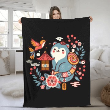 Discover Whimsical Dog and Bird Fleece Blankets