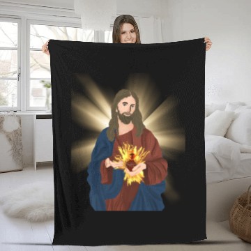Discover sacred heart of jesus Fleece Blankets