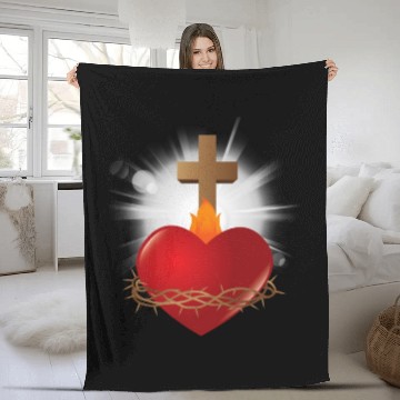 Discover sacred heart of jesus Fleece Blankets