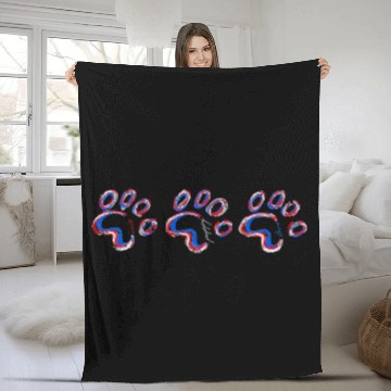 Discover Dog Paw With Puppy Love Red White and Blue Fleece Blankets