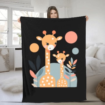 Discover Giraffe Family Fleece Blankets