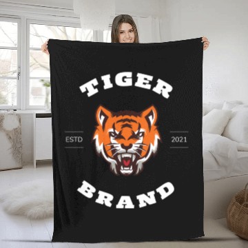 Discover Bold Tiger Stripes: Black and Orange Fleece Blankets
