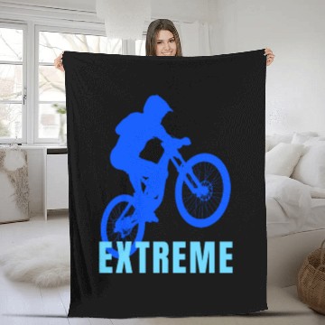 Discover Mountain Bike (blue and light blue design) Fleece Blankets