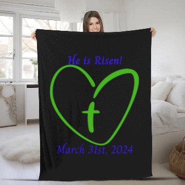 Discover He Is Risen Heart with a Cross; March 31st, 2024 Fleece Blankets
