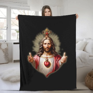 Discover sacred heart of jesus Fleece Blankets