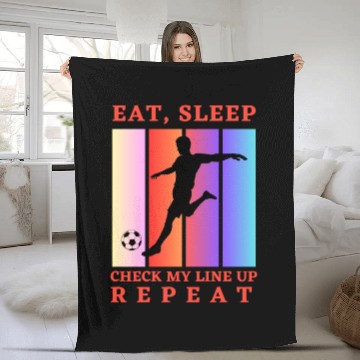 Discover Eat Sleep Check my Lineup Repeat Fantasy Football Fleece Blankets