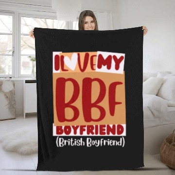 Discover British Boyfriend design i Love My bbf boyfriend Fleece Blankets
