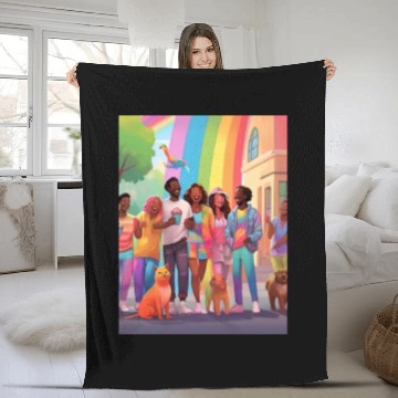 Discover A group of people laughing and enjoying each other Fleece Blankets