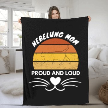 Discover Nebelung Mom, Proud and Loud .. cat mom Fleece Blankets