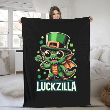 Discover Luckzilla St. Paddy's Day Dragon Fleece Blankets