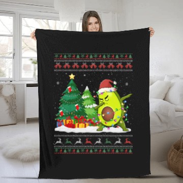 Discover Dabbing Avocado Lover Vegan Santa Hat Ugly Fleece Blankets
