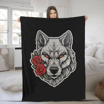 Discover Gothic Wolf Wildlife Illustration Fleece Blankets