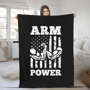 Discover Arm Wrestling US Flag Arm Wrestler Arm Power Fleece Blankets