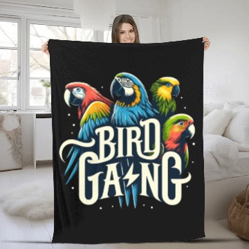 Discover Bird Gang Parrot Funny Birder Flock Owner Macaw Fleece Blankets