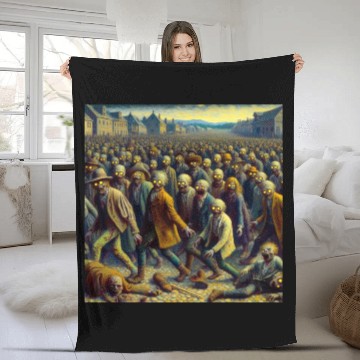 Discover Undead Zombie Horde 3 Fleece Blankets