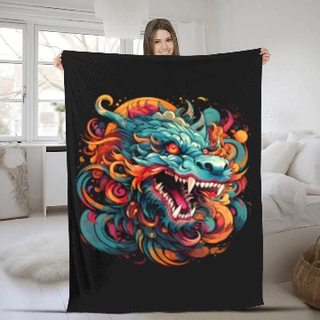 Discover Modern Oriental Dragon Majesty Fleece Blankets