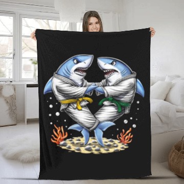 Discover Shark Jiu-Jitsu Wrestlers Fleece Blankets