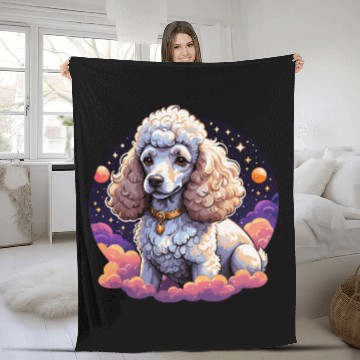 Discover Celestial Poodle in Space Illustration Fleece Blankets