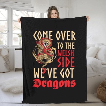 Discover Dragon Middle Ages Fire Fleece Blankets