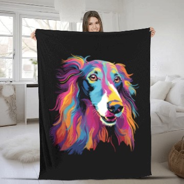 Discover Watercolor Colorful Russian Greyhound Fleece Blankets