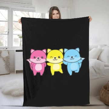 Discover Pansexual Flag Pride Lgbtq Cute Fox Fleece Blankets