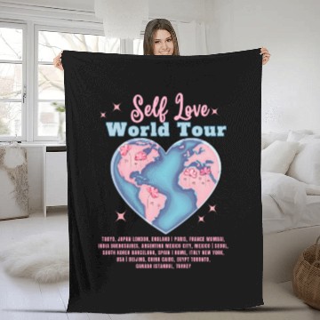 Discover Self Love Club World Tour Retro Positive Aesthetic Fleece Blankets