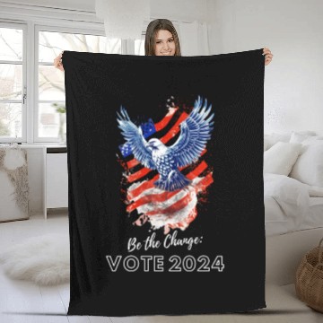 Discover Be the Change: Vote 2024! - Eagle & Flag Design Fleece Blankets