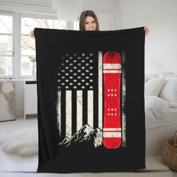 Discover Snowboarding 4th of July Distressed USA Flag Fleece Blankets