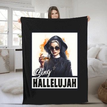 Discover Sexy Nun Drinks Alcohol Funny Saying Fleece Blankets