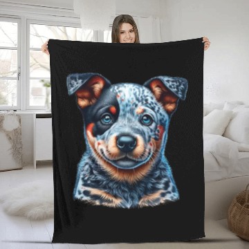 Discover Playful Cattle Pup - Australian Cattle Dog Puppy Fleece Blankets