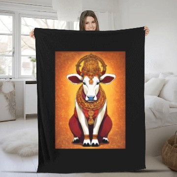 Discover hindu cow goddes art Fleece Blankets