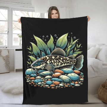 Discover Corydoras Catfish Fish Lover Freshwater Aquarium Fleece Blankets