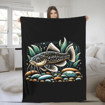 Discover Corydoras Catfish Fish Lover Freshwater Aquarium Fleece Blankets
