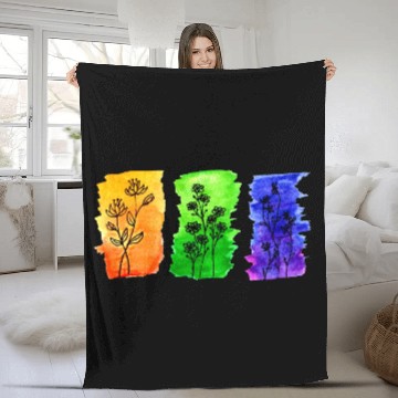 Discover Yellow Green Blue Flowers Fleece Blankets