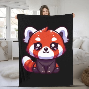 Discover Playful Red Panda Cartoon Fleece Blankets