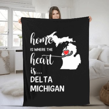 Discover Delta County Michigan Is Where My Heart Is Gift Fleece Blankets