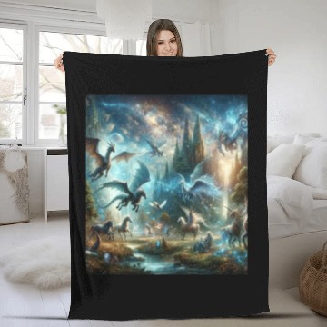 Discover Fantasy Mythical Winged Creatures Fleece Blankets