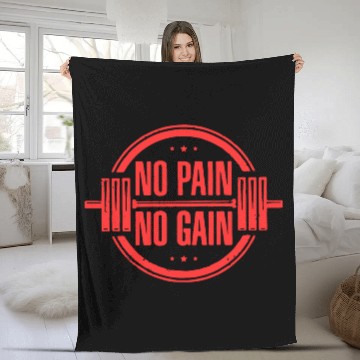 Discover No Pain No Gain Gym Typography Design Fleece Blankets