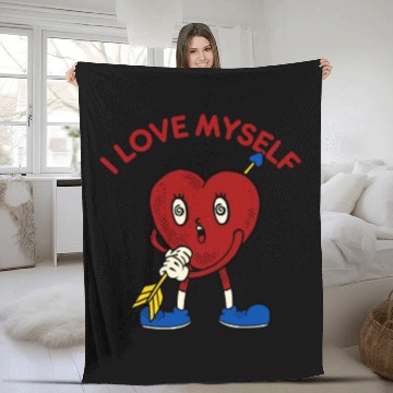 Discover I Love Myself Funny Heart Cupid Arrow Parody Cute Fleece Blankets