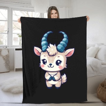 Discover Playful Goat Cartoon Fleece Blankets