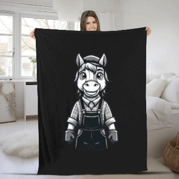 Discover Cute Horse Farmer Fleece Blankets